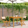 vidaXL Бистро столове, 2 бр, бежово, акация масив и плат