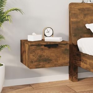 vidaXL Нощно шкафче за стенен монтаж, опушен дъб, 34x30x20 см