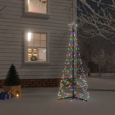 vidaXL Коледна елха конус, цветно, 200 LED, 70x180 см