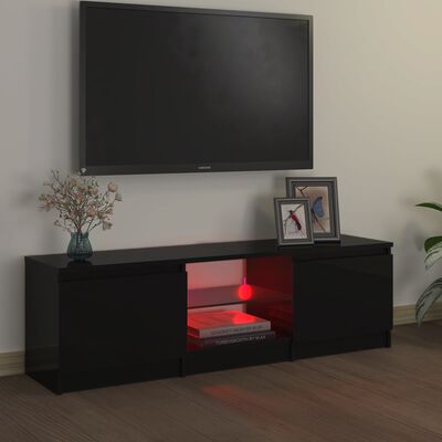 vidaXL ТВ шкаф с LED осветление, черен, 120x30х35,5 см