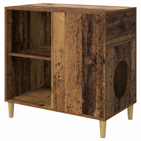 vidaXL Къща за котки Старо дърво 72 x 42.5 x 70 см Инженерно дърво