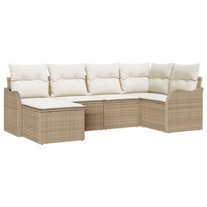 vidaXL Градински Софа Комплект 6 pcs Бежов и бял Полиратан