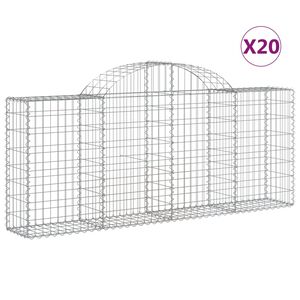 vidaXL Габионни кошници арка 20 бр 200x30x80/100 см поцинковано желязо