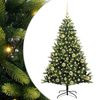 vidaXL Изкуствен коледен дърво с панти 150 LEDs Зелено 120 cm PVC и PE