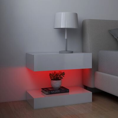 vidaXL ТВ шкафове с LED осветление 2 бр бял гланц 60x35 см