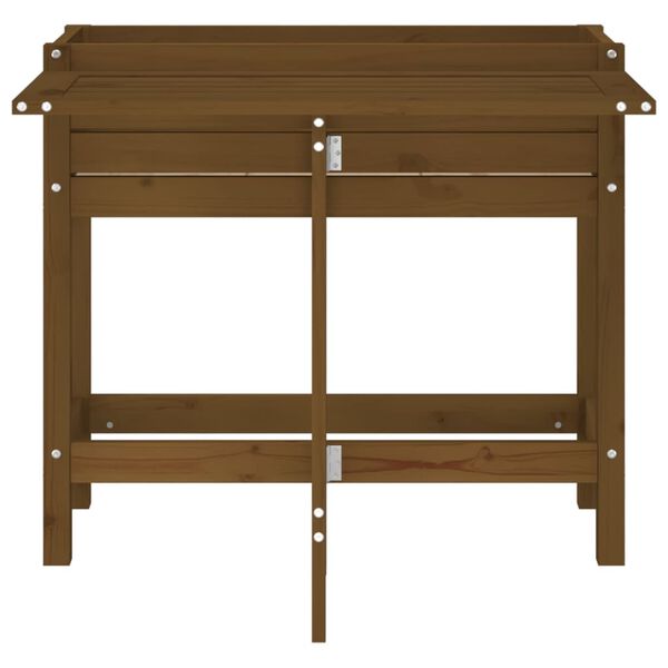 vidaXL Градинска кашпа със сгъваем плот, меденокафява, масивен бор