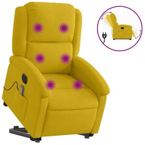 vidaXL Електрически изправящ масажен реклайнер стол, жълт, кадифе