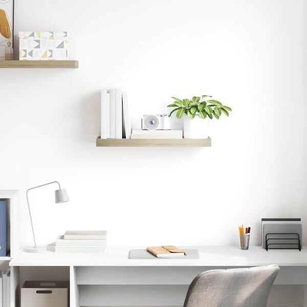 vidaXL Окачен стенен рафт, дъб, 60x23,5x3,8 см, МДФ