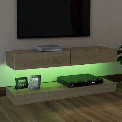 vidaXL ТВ шкаф с LED осветление, дъб сонома, 120x35 см