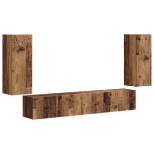 vidaXL Комплект ТВ шкаф 4 pcs Старо дърво Инженерно дърво