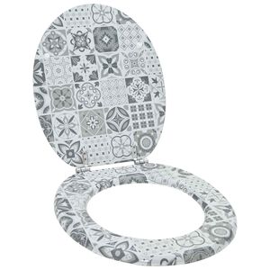 vidaXL Мека затваряща се тоалетна седалка Сив 44 x 38 см ПДЧ
