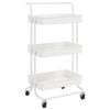 vidaXL Кухненска количка на 3 нива, бяла, 42x35x85 см, желязо и ABS