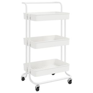 vidaXL Кухненска количка на 3 нива, бяла, 42x35x85 см, желязо и ABS