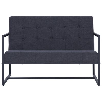 vidaXL 2-местен диван с подлакътници, тъмносив, стомана и плат