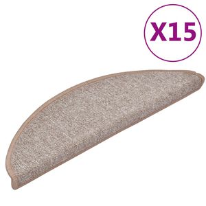 vidaXL Изтривалки за стълби, 15 бр., 56x17x3 см, светлокафяви, полукръгли