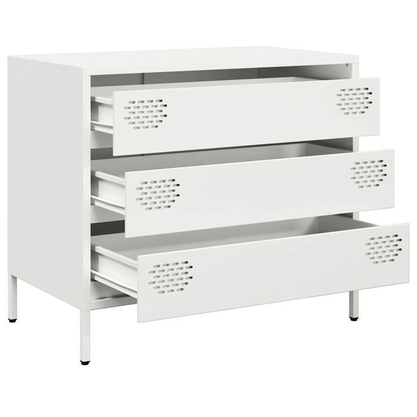 vidaXL Бюфет, бял, 68x39x58,5 см, студеновалцувана стомана