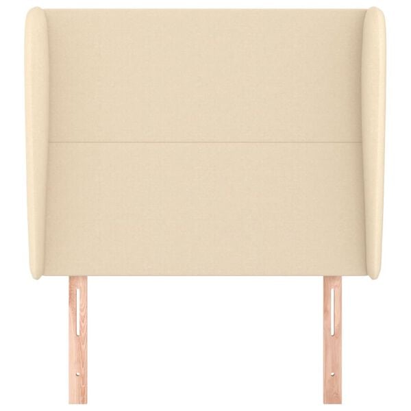 vidaXL Горна табла за легло с уши, кремава, 93x23x118/128 см, плат