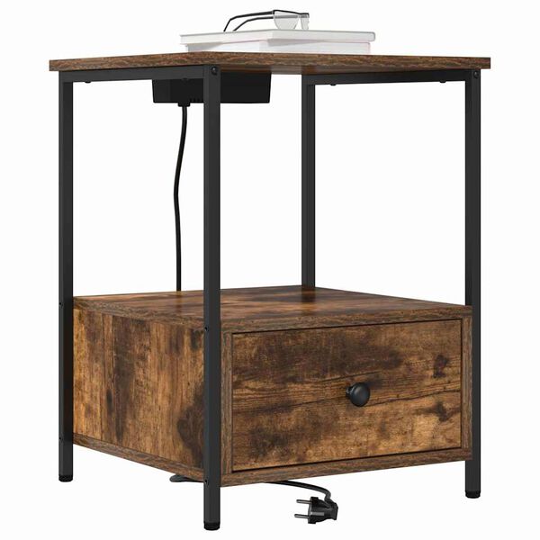 vidaXL Нощен шкаф с чекмедже Димян дъб 42 x 41 x 56 см Инженерно дърво