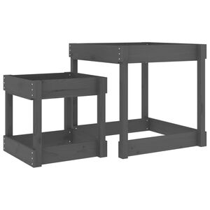 vidaXL Пясъчни маси, 2 бр, сиви, борово дърво масив