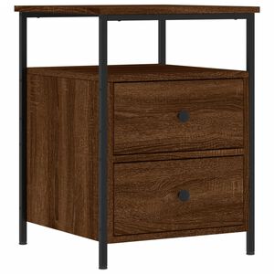 vidaXL Нощно шкафче, кафяв дъб, 44x45x60 см, инженерно дърво