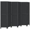 vidaXL Разделител за стая, 6 панела, черен, дърво пауловния масив
