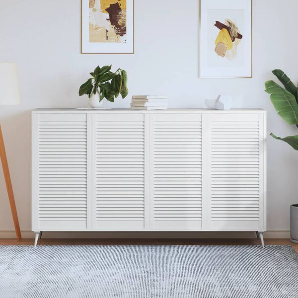 vidaXL Врати за шкафове решетен дизайн 4 бр бял 99,3x49,4 см бор масив