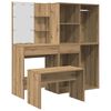 vidaXL Комплект тоалетка с LED Artisan Oak Engineered Wood
