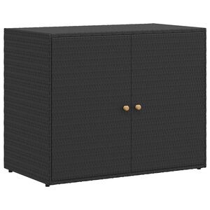 vidaXL Градински шкаф за съхранение, черен, 100x55,5x80 см, полиратан