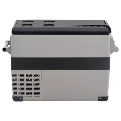 vidaXL Хладилна кутия с дръжка и адаптер черно и сиво 35 л PP и PE