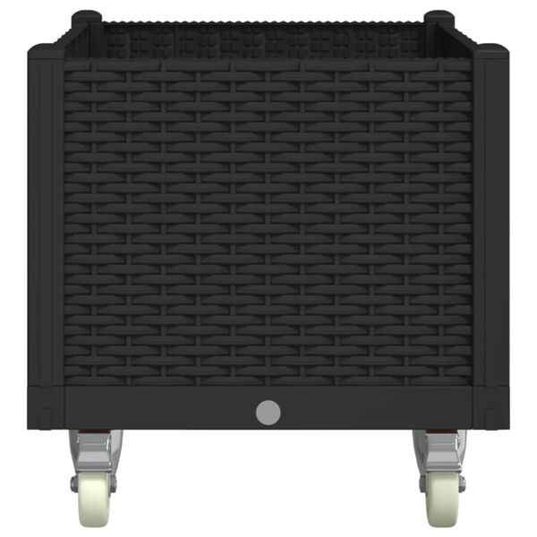 vidaXL Градинска кашпа с колелца, черна, 80x50x54 см, PP