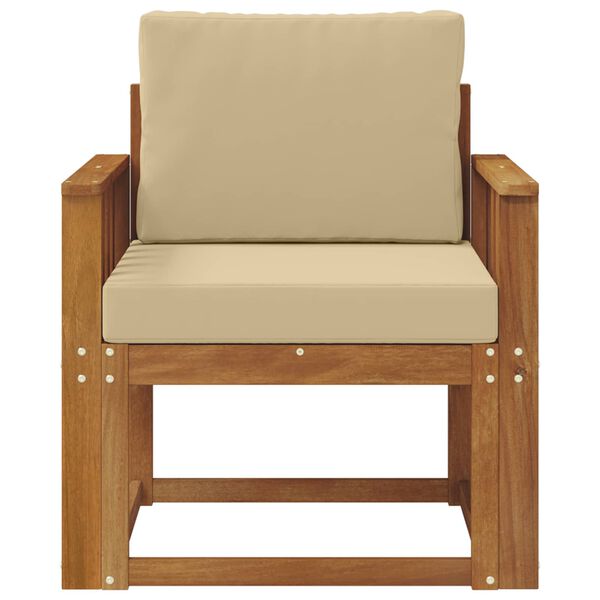 vidaXL Външен диван Солидно акациево дърво и полиестер Естествен