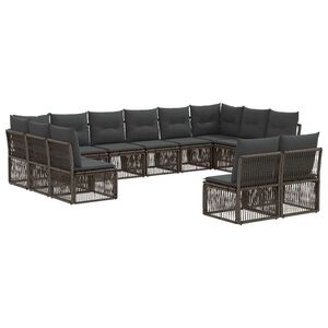 vidaXL Градински Софа Комплект 12 pcs Сиво полиратан