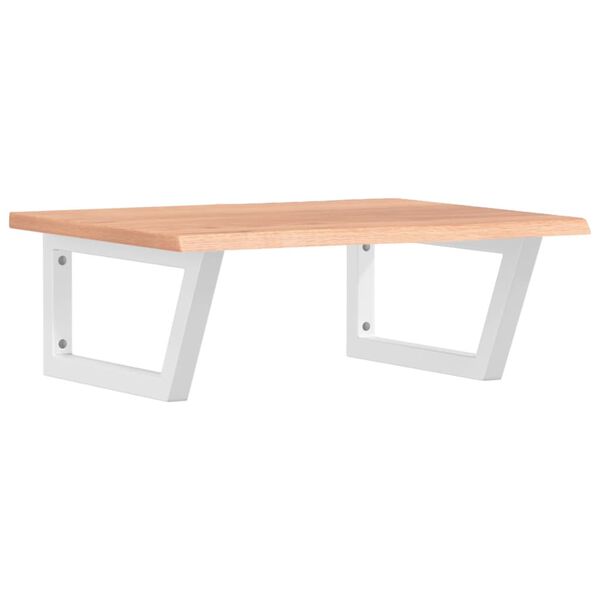 vidaXL Стенен рафт за мивка, стомана и масивно дърво дъб