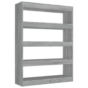 vidaXL Библиотека/разделител за стая, сив сонома, 100x30x135 см