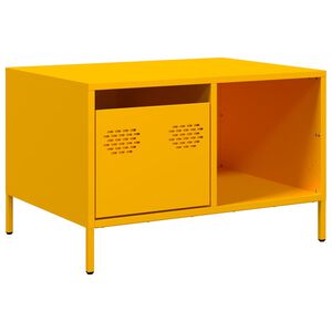 vidaXL Маса за кафе, жълта, 68,5x50x43,5 см, студеновалцувана стомана