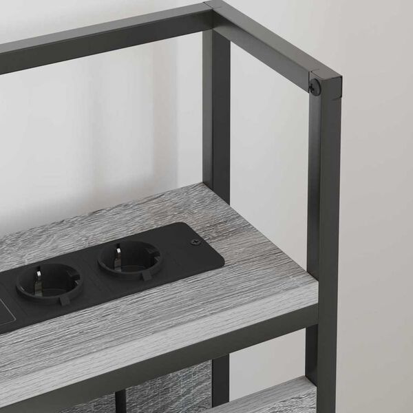 vidaXL Табла за съхранение с рафт Сив сонома 200 cm Инженерно дърво