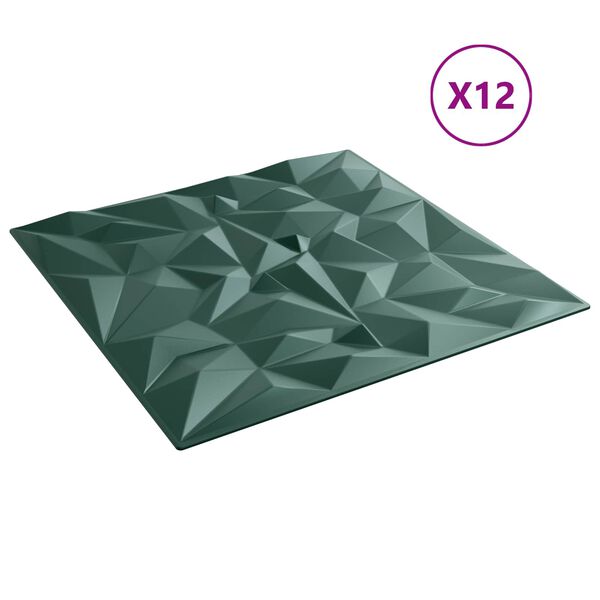 vidaXL Стенни панели 12 pcs Аметист Зелен 50 x 50 cm XPS Пяна