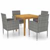 vidaXL Градински трапезен комплект, 5 части, сив
