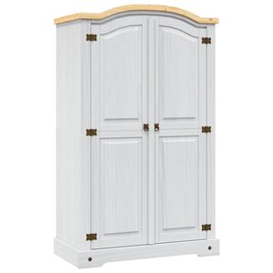 vidaXL Гардероб, мексикански бор, стил Корона, 2 врати, бял