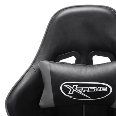 vidaXL Геймърски стол, черно и сиво, изкуствена кожа