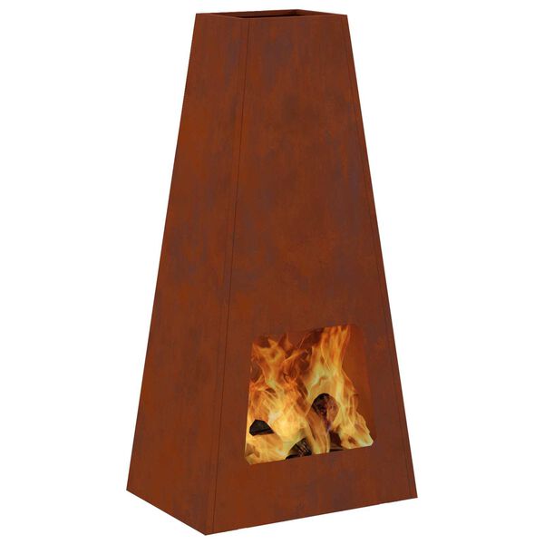 vidaXL Огнище Кафяво 50 x 35 x 100 см Патинираща стомана