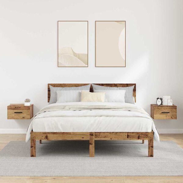 vidaXL Нощен шкаф 2 pcs Старо дърво 35 x 35 x 20 см Инженерно дърво