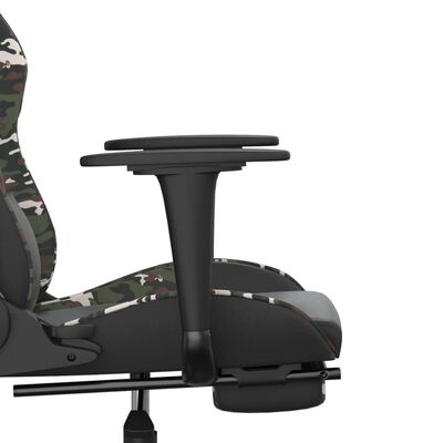 vidaXL Масажен гейминг стол с опора черно-камуфлаж изкуствена кожа