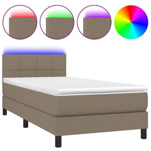 vidaXL Боксспринг легло с матрак и LED, таупе, 80x200 см, плат