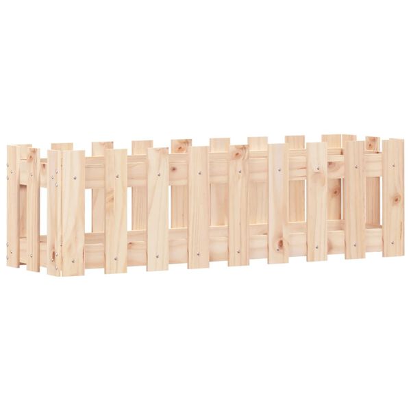 vidaXL Градинска леха с дизайн на ограда 100x30x30 см бор масив