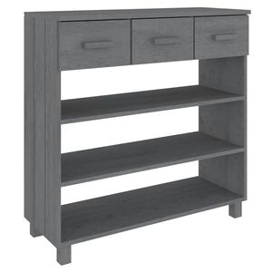 vidaXL Конзолна маса, тъмносива, 90x35x90 см, борово дърво масив