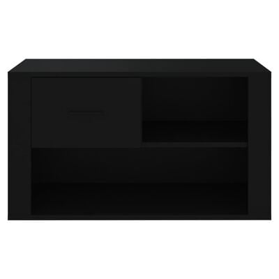 vidaXL Шкаф за обувки, черен, 80x35x45 см, инженерно дърво