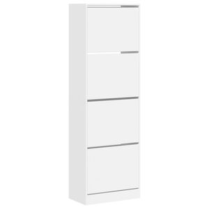 vidaXL Шкаф за обувки с 4 флип чекмеджета бял 60x34x187,5 см
