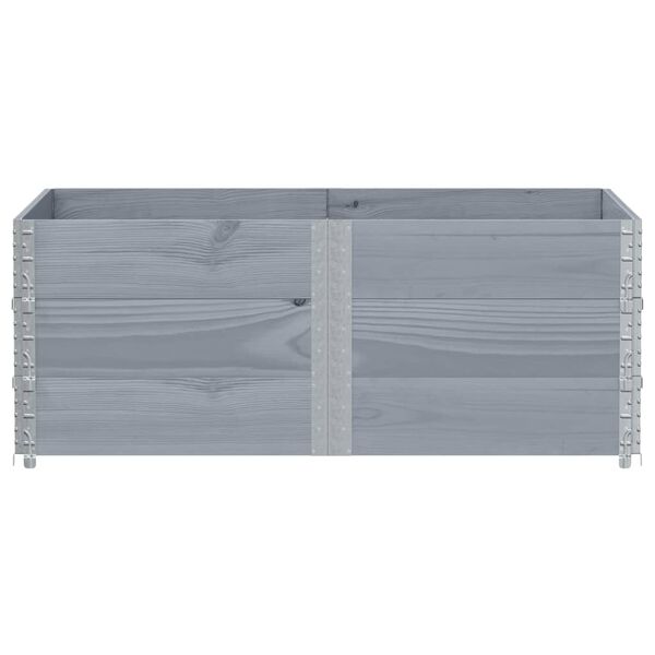 vidaXL Градинска кашпа, сив, 150x100 см, борова дървесина масив