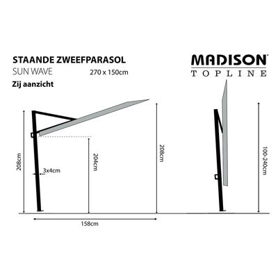 Madison Чадър за балкон Sun Wave, 270x150 см, екрю, PAC3P016